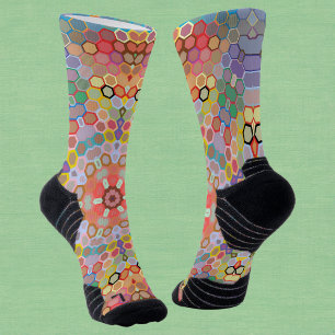 Hex Mandala Regenbogen Socken