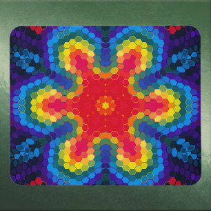 Hex Mandala Rot Gelb und Blau Mousepad