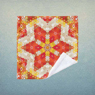 Hex Mandala Rot und Gelb Waschlappen