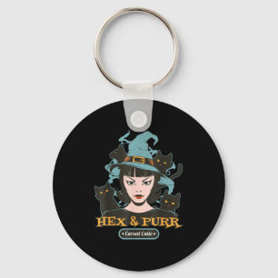 Hex & purr Süße Hexenkatze Retro-Gotik Schlüsselanhänger