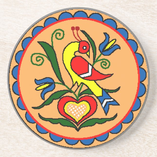 Hex Sign Dutch Bird Getränkeuntersetzer (Vorne)