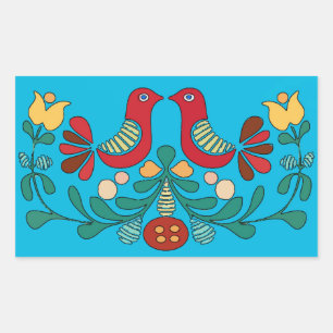 Hex Sign, Love Birds, Rechteckiger Aufkleber