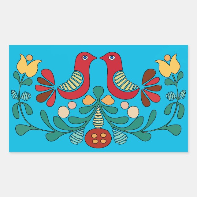 Hex Sign, Love Birds, Rechteckiger Aufkleber (Vorderseite)