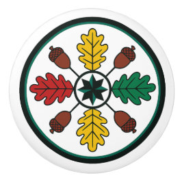 Hex Sign Pennsylvania Dutch Oak Leaf Keramik Knob Keramikknauf