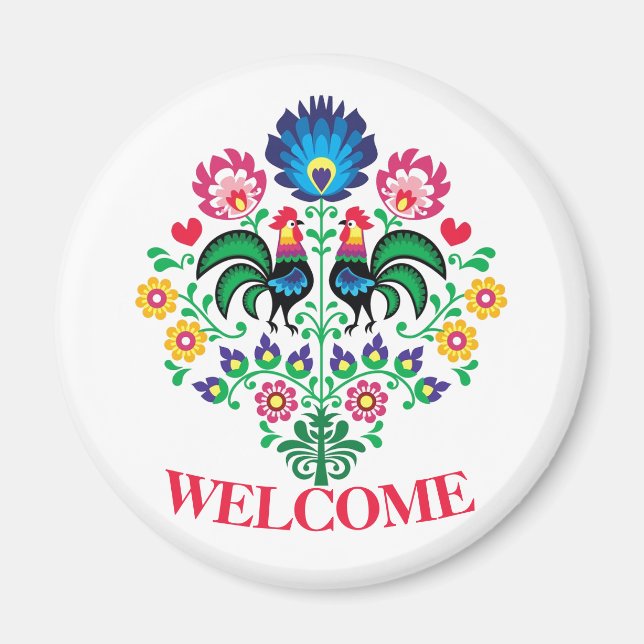 Hex Sign Polish Welcome Bird Magnet (Vorne)