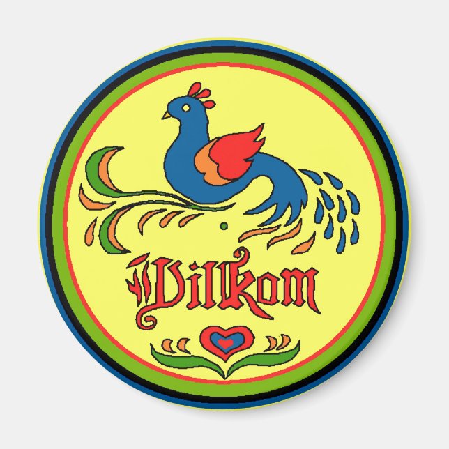 Hex Sign Welcome Bird Magnet (Vorne)