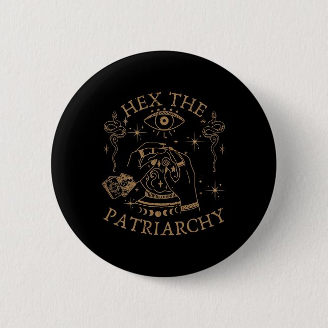 Hex the Patriarchy Feminist Hexe Button (Vorderseite)