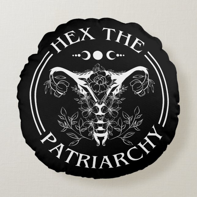 Hex the Patriarchy Rundes Kissen (Vorderseite)