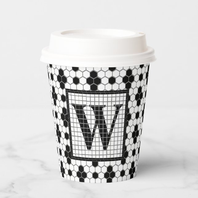 Hex Tile Print Monogram Cup Pappbecher (Vorderseite)