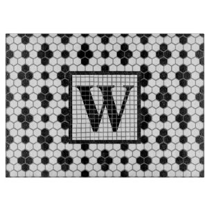 Hex Tile Print Monogram Cutting Board Schneidebrett