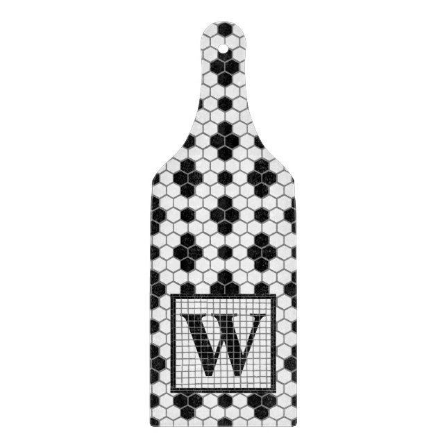 Hex Tile Print Monogram Cutting Board Schneidebrett (Vorderseite)