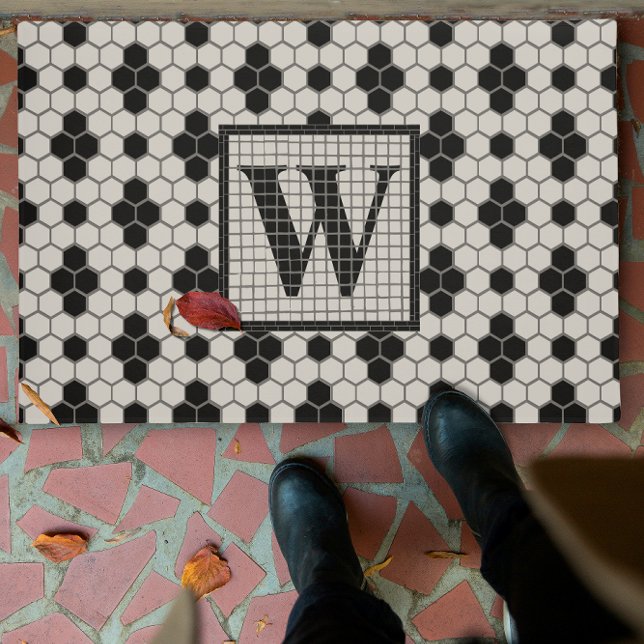 Hex Tile Print Monogram Doormat Fußmatte (Von Creator hochgeladen)