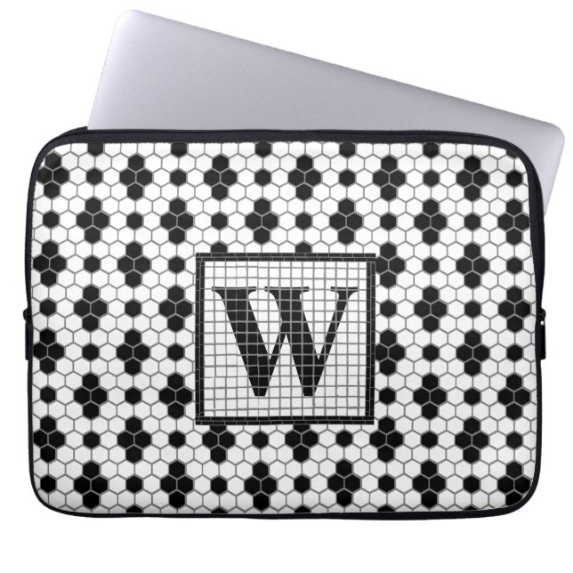 Hex Tile Print Monogram Laptop Sleeve (Vorderseite)