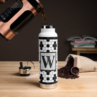 Hex Tile Print Monogram Travel Mug Trinkflasche