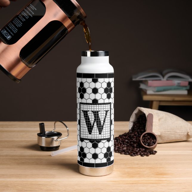 Hex Tile Print Monogram Travel Mug Trinkflasche (Kaffee)