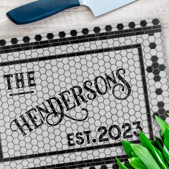 Hex Tile Print Personalisiert Glass Cutting Board Schneidebrett (Von Creator hochgeladen)