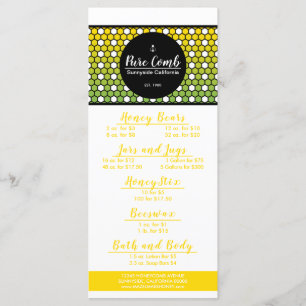 Hexa Honeycomb Apiary Honey Menu Menükarte