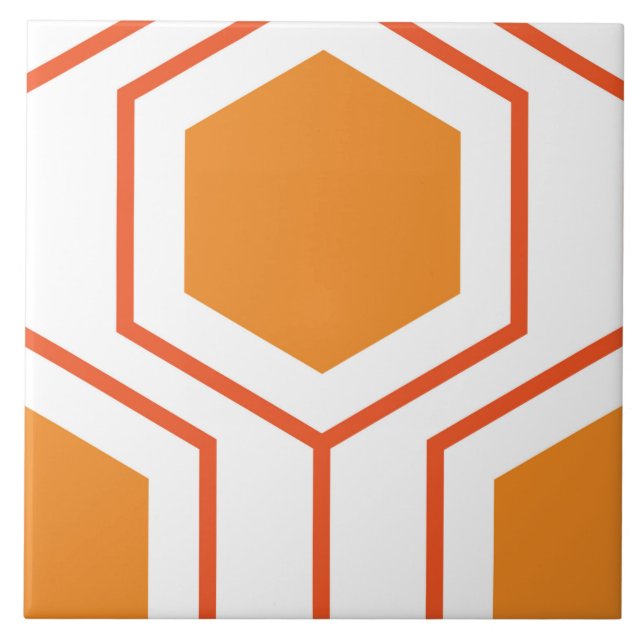 Hexagon abstract geometrical pattern in orange and fliese (Vorderseite)