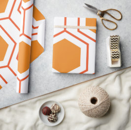 Hexagon abstract geometrical pattern in orange and geschenkpapier