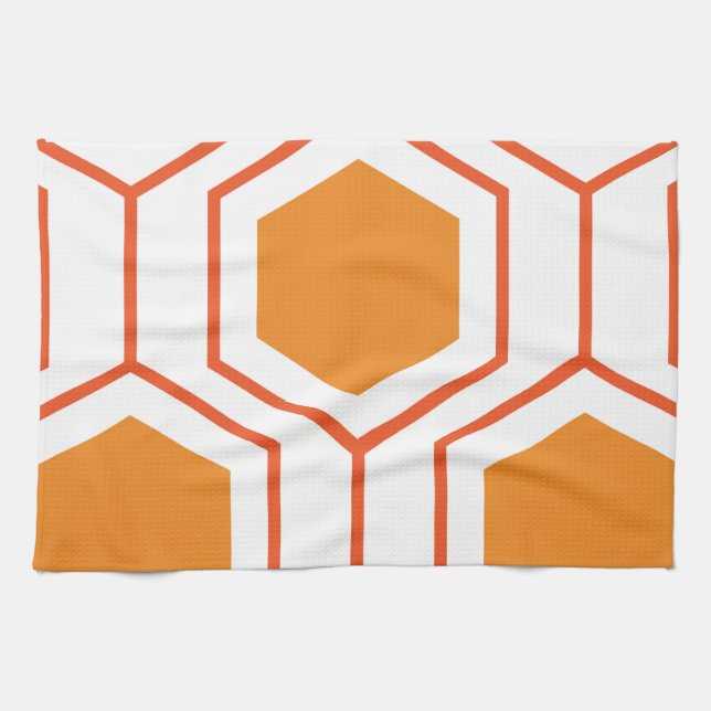Hexagon abstract geometrical pattern in orange and geschirrtuch (Horizontal)