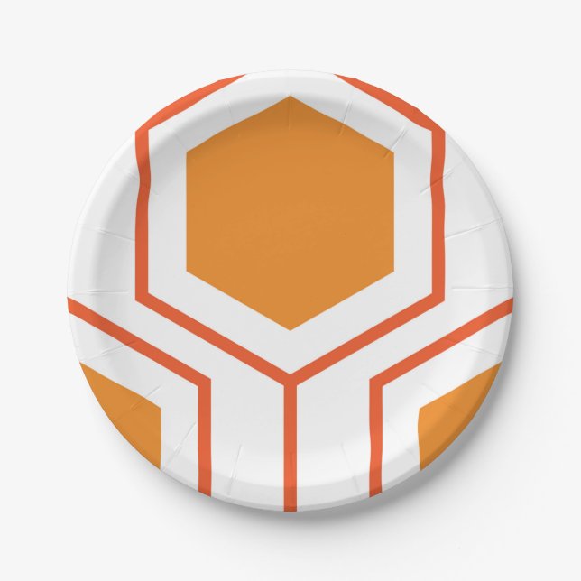 Hexagon abstract geometrical pattern in orange and pappteller (Vorderseite)