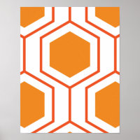Hexagon abstract geometrical pattern in orange and
