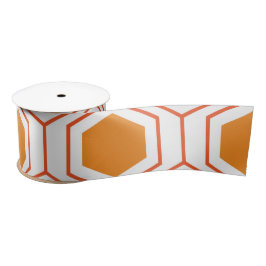 Hexagon abstract geometrical pattern in orange and satinband