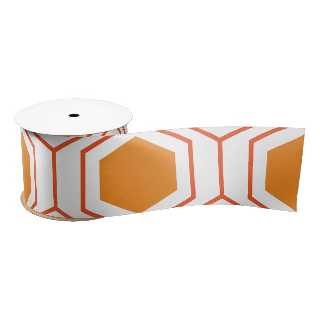 Hexagon abstract geometrical pattern in orange and satinband (Spule)