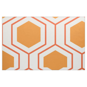 Hexagon abstract geometrical pattern in orange and stoff