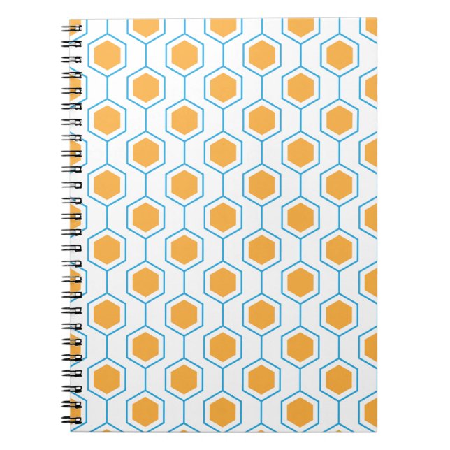 Hexagon abstract geometrical pattern in orange blu notizblock (Vorderseite)