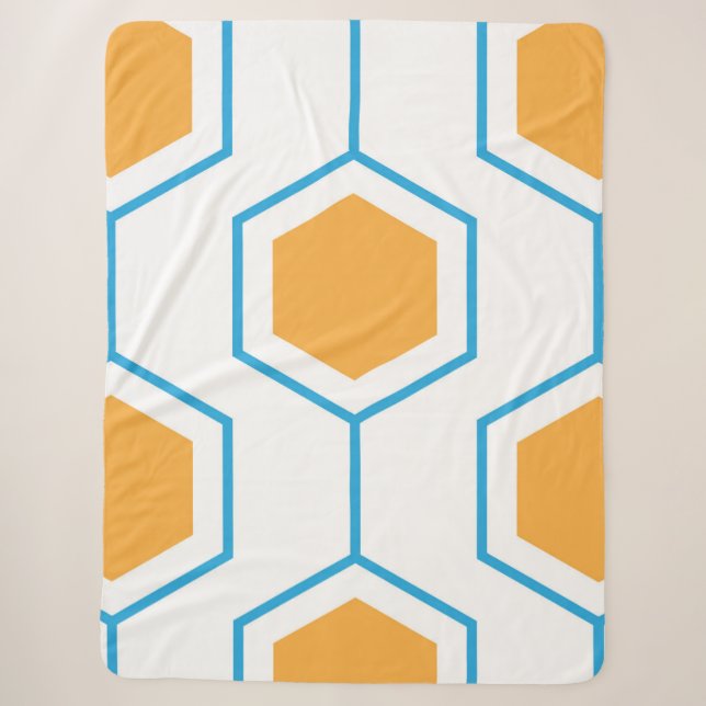 Hexagon abstract geometrical pattern in orange blu sherpadecke (Vorderseite)