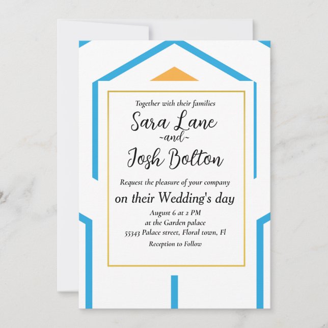 Hexagon abstraktes geometrisches Muster in orangef Einladung (Vorderseite)