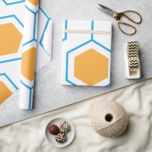 Hexagon abstraktes geometrisches Muster in orangef Geschenkpapier