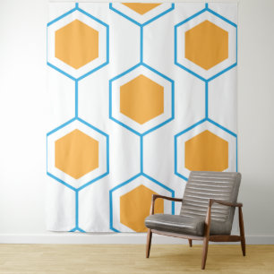 Hexagon abstraktes geometrisches Muster in orangef Wandteppich
