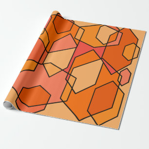 Hexagon Bauhaus - Orange Geschenkpapier