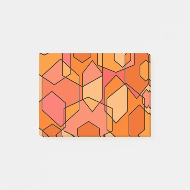 Hexagon Bauhaus - Orange Post-it Klebezettel (Vorderseite)