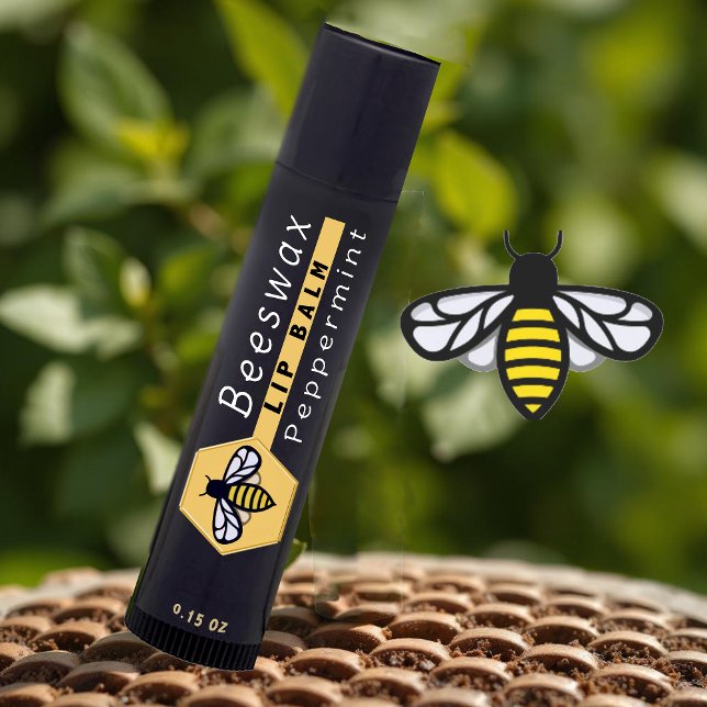 HEXAGON Bienenwachs Peppermint LIP BALM mit BEE Quadratischer Aufkleber (Von Creator hochgeladen)