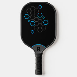 Hexagon Black Gray Blue Personalisiert Pickleball Schläger
