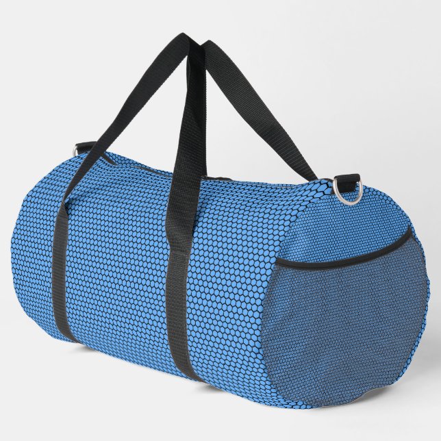 Hexagon Blue Black Pattern Duffle Bag (Rechte Ecke)