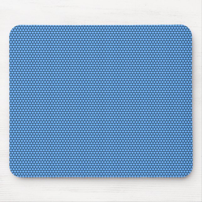 Hexagon Blue Black Pattern Mousepad (Vorne)