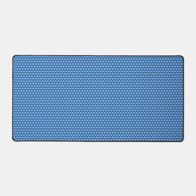 Hexagon Blue Black Pattern Schreibtischunterlage (Vorderseite)