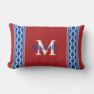 Hexagon Chain Modern Coastal Nautical Monogram Lum Lendenkissen