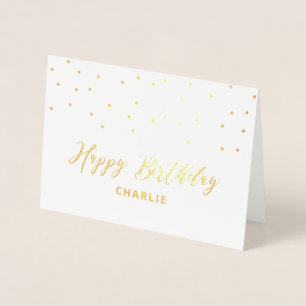 Hexagon Confetti Stylish Custom Happy Birthday Foi Folienkarte