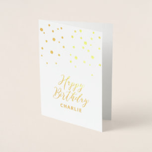 Hexagon Confetti Stylish Custom Happy Birthday Folienkarte