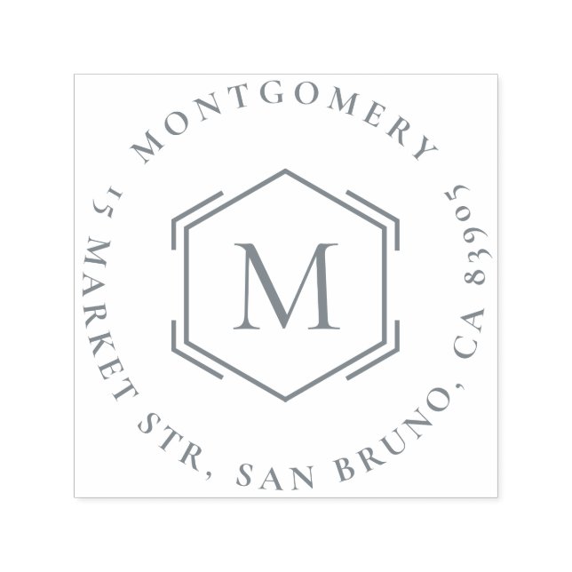 Hexagon | Erstmalige Familienname Runde Rücksendea Permastempel (Design)