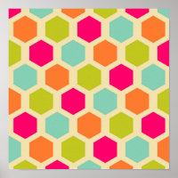 Hexagon-Formen im Vintagen Farbmuster
