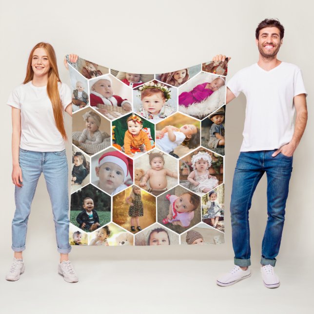 Hexagon Foto Collage Fleecedecke (Beispiel)