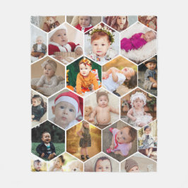 Hexagon Foto Collage Fleecedecke