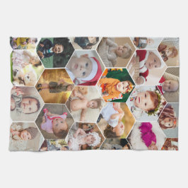 Hexagon Foto Collage Geschirrtuch