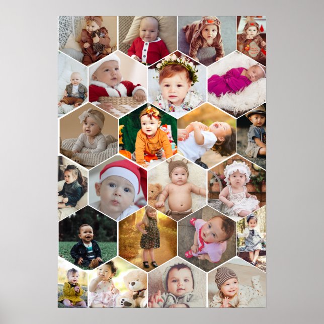 Hexagon Foto Collage Poster (Vorne)